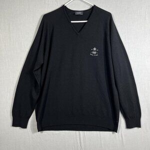 Glenbrae Sweater Mens XL Black Merino Wool Royal Lytham Golf Pullover UK Made